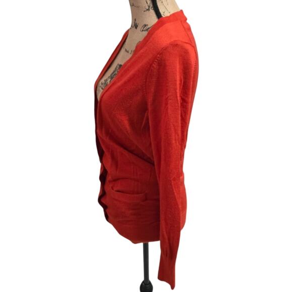 LOFT Burnt Orange Wool Blend Buttoned Cardigan Sweater Size Small New - Picture 3 of 5